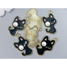 Подвеска "Котёнок" чёрный 2,6х1,5 см (цена за 1 шт.)